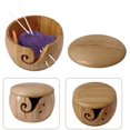 thumbnail image 5 of Crafted Wooden Knitting Bowl, Yarn Storage Bowl with Lid, Yarn Holder Dispenser for Crocheting, Storage Knitting Accessories Organizer(Bamboo Bottle with Lid), 5 of 5