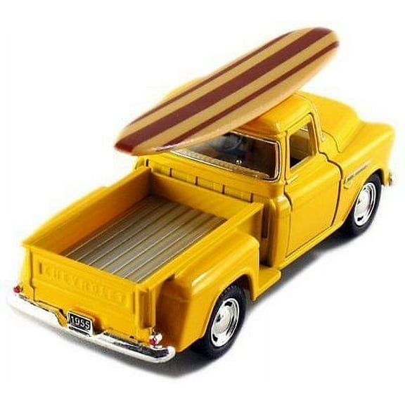 Kinsmart 1955 Chevy Stepside 3100 Pick Up Truck 1:32 diecast w/ Surfboard Yellow