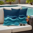 thumbnail image 2 of Outdoor Pillow Cover Abstract Ombre Blue Black White Wave Set of 2 Waterproof Throw Pillowcases Ocean Decorative Patio Furniture Pillows for Couch Garden Indoor & Outdoor Use, 2 of 9