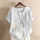 thumbnail image 5 of Camisetas de Manga Corta para las Mujeres Impreso Botón de Manga Corta Camiseta Blusa Poliéster, Ropa Casual Mirar Superior para las Mujeres, 5 of 8