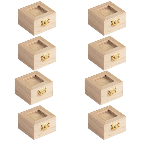 Make Market 3" Unfinished Wooden Box with Shadow Box Lid - Ready-To-Decorate Wood Box for Trinkets, Coins, Jewelry, Valuables - Bulk 8 Pack
