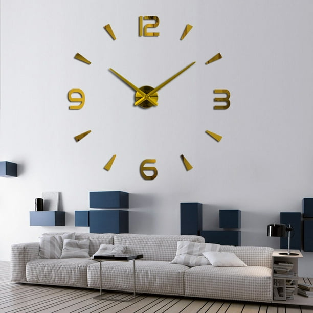 Billuyoard Reloj de pared acrilico de repuesto autoadhesivo analogico elegante a la moda DIY silencioso para correr sala de estar Decoracion del hogar Dorado Walmart en linea