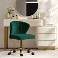 thumbnail image 2 of Velvet Swivel Task Office Chair, Tina's Home Adjustable Rolling Tufted Back Metal Leg Teen Green, 2 of 9