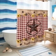 thumbnail image 5 of No Hook Shower Curtain with Built-in Rings - Farmhouse Barn Star Sunflower Washable Waterproof Fabric Bathroom Curtains for Hotel,Rentals, 72X 96 Inch Extra Long , Red Buffalo Plaid, 5 of 9