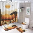 thumbnail image 1 of Faty-T Colorful Desert Landscape Shower Curtains with Rugs Toilet Lid Cover and Bath Mat for Bathroom,Home Tub Curtains Sets with Rugs Rustic Cactus Sunset Bird Print Four-Piece, 1 of 8