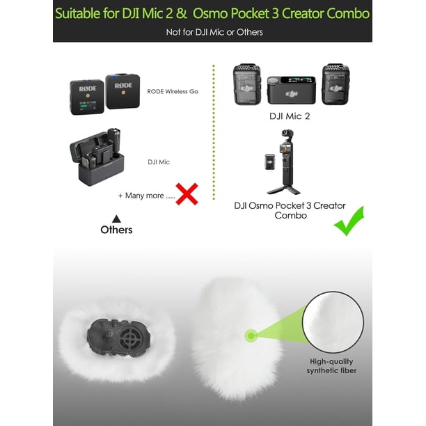 SUNMON DJI Mic 2 Wind Muff - 2 Packs Furry Microphone Windscreen