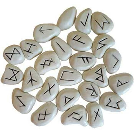 Party Games Accessories Halloween Séance Rune Stone Sets Elder Futhark with Single Blank Divination White Resin with Bag