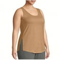 thumbnail image 3 of XUNKUSGA Plus Size Tank Tops Loose Fit Summer Sleeveless T Shirts for Women Casual Soild Color Trendy Scoop Neck Tunic Tees for Beach L-5XL,Brown, 3 of 7