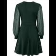 thumbnail image 1 of Robe Courte à Col en V pour Femmes, Smockée, Manches Longues, Taille Haute, Ligne A, Cocktail, Mini, Été Automne, Robes 2025, 1 of 10