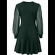 thumbnail image 1 of Vestido Corto Fruncido con Escote en V para Mujer, Color Verde M, 1 of 10