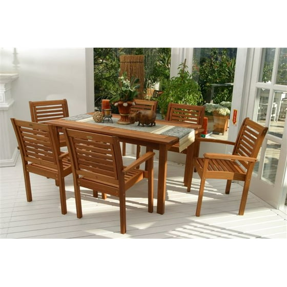 Milano Eucalyptus Rectangular 7 Piece Patio Dining Set