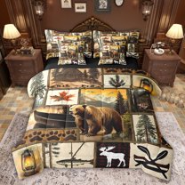 Castle Fairy Kids Safari Bear Deer Bedding Comforter Set,Fishing Hunting Full Bedding Set