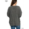 thumbnail image 4 of Zenana Women & Plus Size Brushed Melange Hacci Overside Kimono Batwing Sleeve Lightweight Hi-Low Hem Sweater, 4 of 5