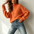 thumbnail image 4 of Women's Turtleneck Knit Sweaters Long Sleeve Pullover Tops, Casual Relaxed Fit Textured Sweater Shirts for Daily Wear, 4 of 6