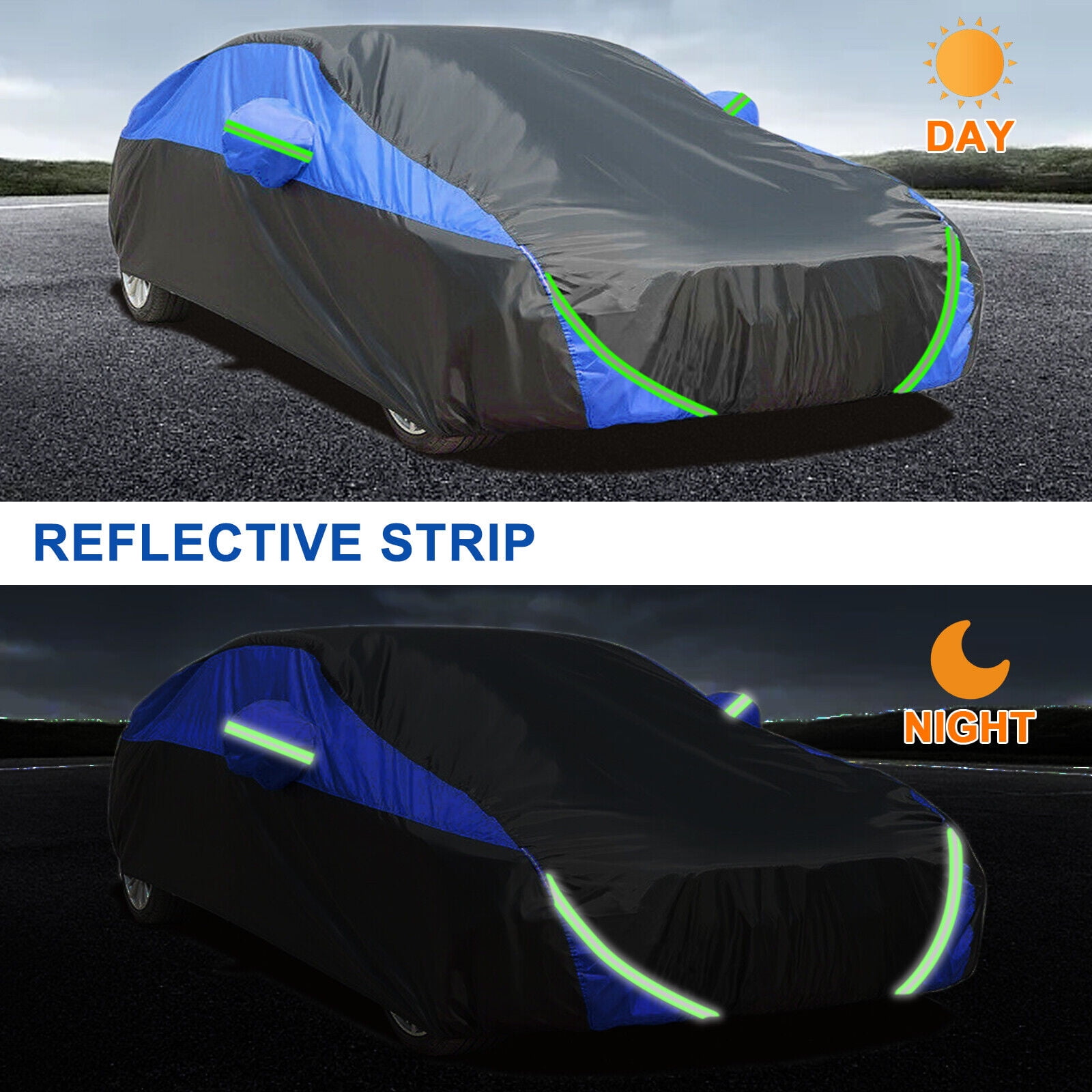 Kayme Car Cover For Automobiles All Weather Waterproof With Lock And Zipper Door, Outdoor Cover Sun Uv Rain Protection, Fit Sedan (186 To 193 Inch) H3 At