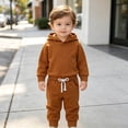 thumbnail image 4 of Soepste Toddler Baby Boy Hoodie Sweatshirt Drawstring Jogger Pants 2‑Pcs Outfit Long Sleeve Suit, 4 of 9