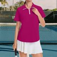 thumbnail image 6 of Womens Golf Shirt Summer 1/4 Zip Up Polo Shirts Short Sleeve Moisture Wicking Gym Workout Tops 3XL, 6 of 6