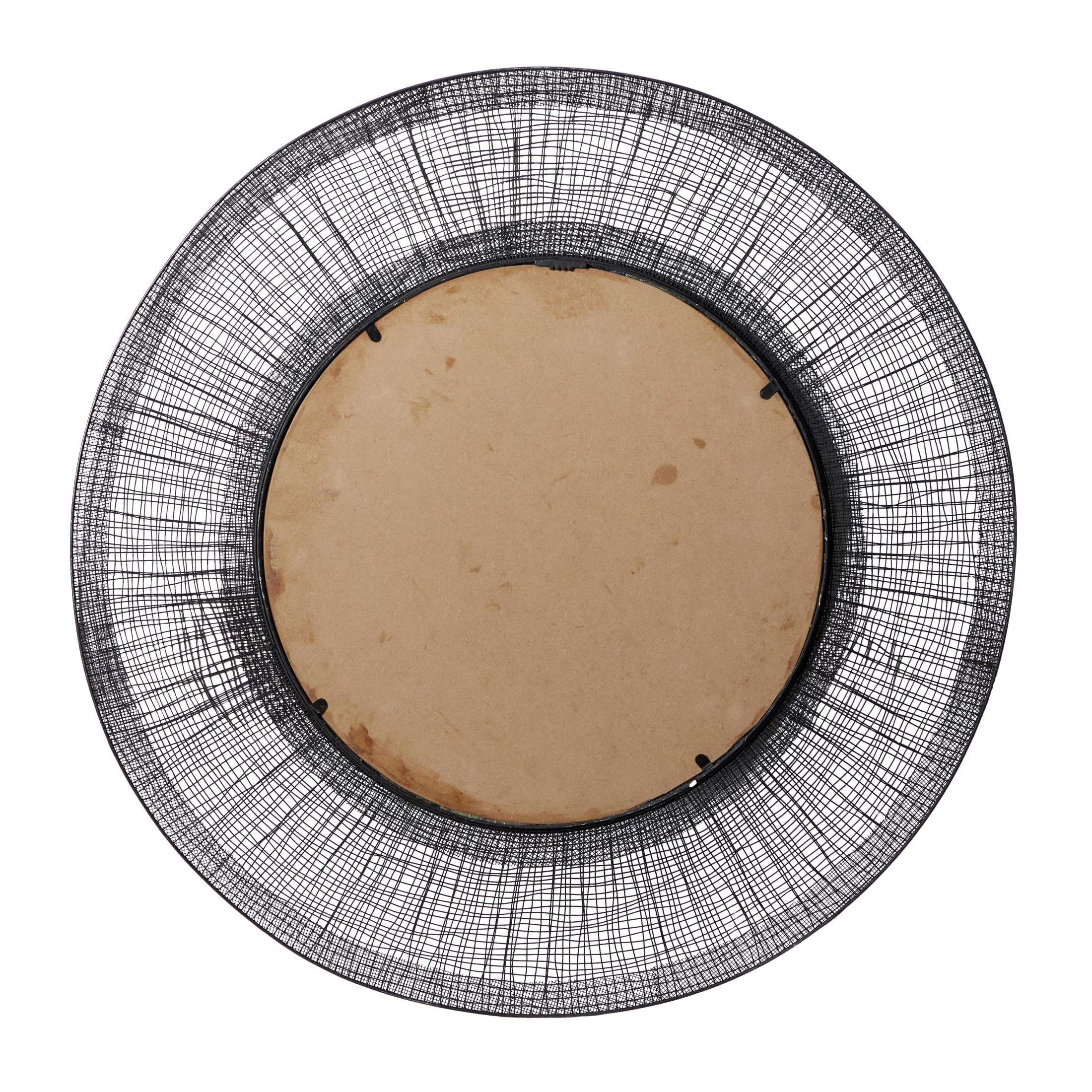 DecMode 40" x 40" Black Wire Mesh Abstract Wall Mirror