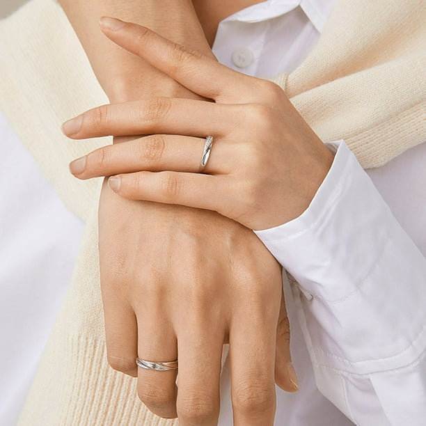 Anillo De Compromiso Para Pareja Plata 925 Ajustable