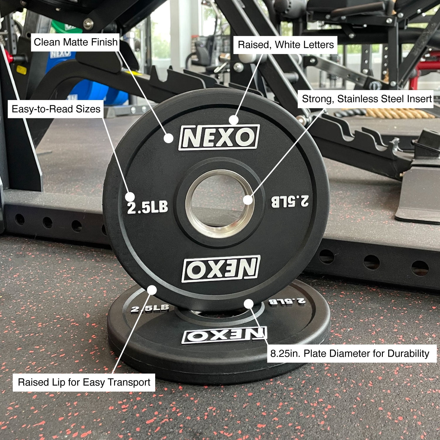 NEXO 2.5LB Matte Black Olympic Bumper Plate Pair
