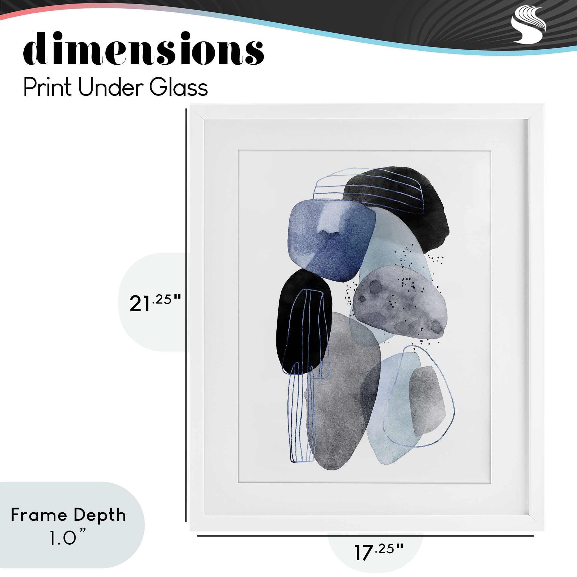 Stupell Industries Pebbles of Frozen Currents White Framed Print Under Glass, design by Svetlana Aleynikova