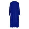 thumbnail image 3 of asdoklhq Prom Dresses Women's Casual Loose Long Sleeve Loose Dress Solid Classic Dress Dark Blue XL, 3 of 5