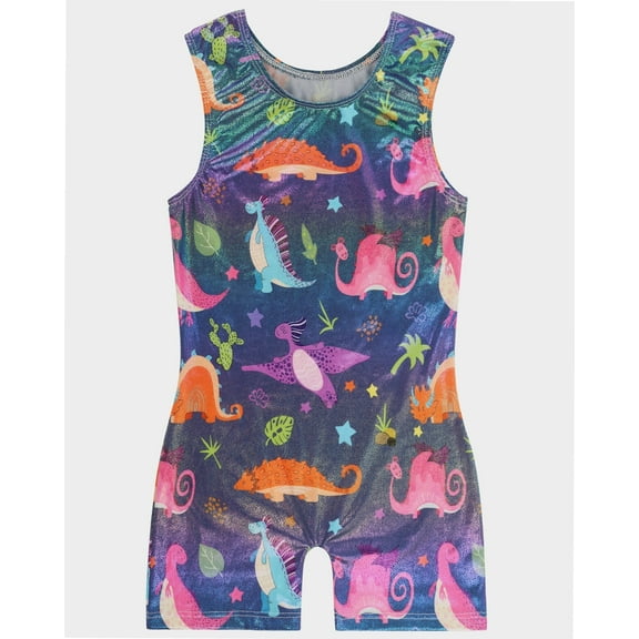 Gymnastics Leotards for Girls Dinosaur Sparkle Biketard Toddlers Kids Children