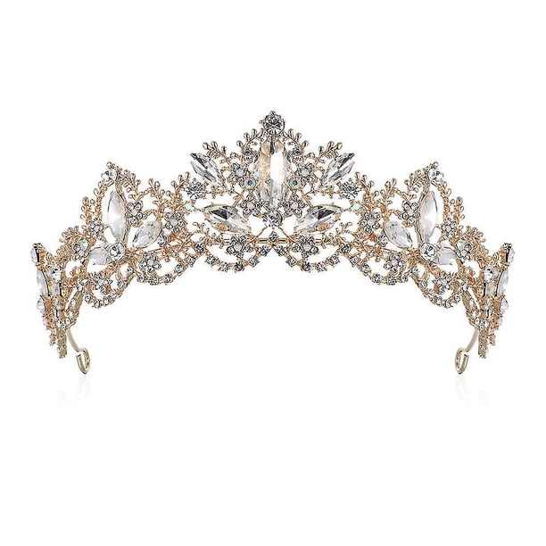 Corona de Tiara de Cristal YONGSHENG Tiaras de Princesa con Diamantes de Imitación Color Oro