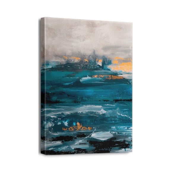 Stunning Coastal Sunrise & Sunset - 12x16 inch Abstract Canvas Art for Bathroom or Sea-Lake Themed Bedroom Décor