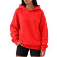 thumbnail image 2 of Women's Oversized Hoodies Drop Shoulder Fleece Long Sleeve Hooded Sweatshirts Fall Winter Causal Solid Pullover Hoodies, M, 2 of 6