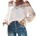 thumbnail image 2 of Spring Tops for Women Womens Tops Plus Size Fashion Camisole Lace Splicing Pure Color Long Sleeve Blouse Tops Womens Clothes under $8, 2 of 8