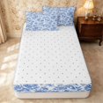 thumbnail image 4 of Erosebridal Retro Blossom Zipper Twin Comforter Sets with Fitted Sheet and 2 Pillowcases, Chic Floral Zipper Bedding Set, Reversible, Deep Navy, Reversible, 4 of 7