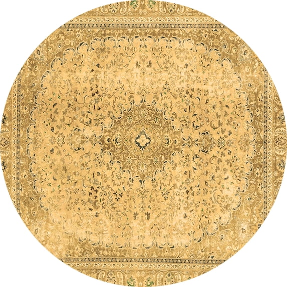 Ahgly Company Indoor Round Abstract Brown Modern Area Rugs, 5' Round