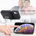 thumbnail image 4 of Compatible with iPhone XR Card Slot Back Case, 360 Degree Rotatable Ring Stand Plating Button PU Leather Support Magnetic Car Mount Phone Case Cover for iPhone XR, Black, 4 of 14