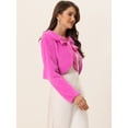 thumbnail image 3 of DARING DIVA Women's Faux Fur Shrug Bow Tie Front Fluffy Cropped Jacket L Hot Pink, 3 of 6