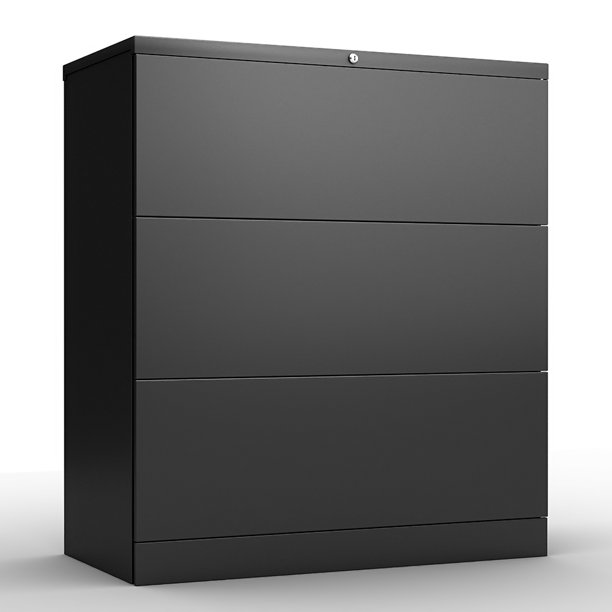 Lowestbest 3 Drawer Vertical File Cabinet Lateral Mobile Storage Cabinet With Locking Casters For Legal Letter Size Black Walmart Com Walmart Com