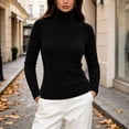 thumbnail image 2 of Turtleneck Tops for Women Raglan Knit Sweater Basic Long Sleeve Slim Fit Casual Soft Solid Color Basic Layering Top for Weekend Getaway, 2 of 8