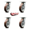 thumbnail image 2 of 8 Inch Heavy Duty Polyurethane Caster Set with Roller Bearings Set of 4 SCC, 2 of 2
