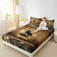 thumbnail image 4 of Homewish Safari Wolf Queen Sheet Sets,Jungle Wildlife Flat Sheet,Brown Green Queen Fitted Sheet For Boys Teens,Microfiber Bedroom Decor,4 Pieces, 4 of 7