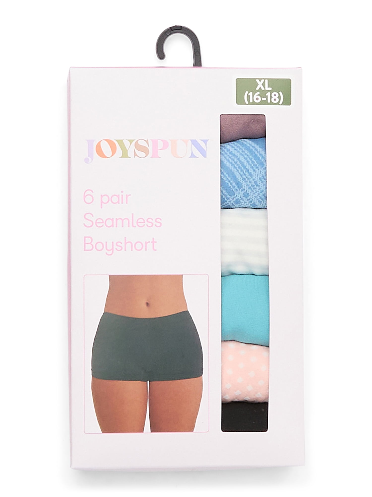 Joyspun Women's Seamless Boyshort Panties, 6-Pack, Sizes XS-XXXL