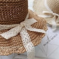 thumbnail image 2 of ZHAOCHENG Sombrero de paja con lazo de encaje plegable de ala ancha y suave (Cafeflipping), protección UV, sombrero de playa de verano para viajes informales, 2 of 5