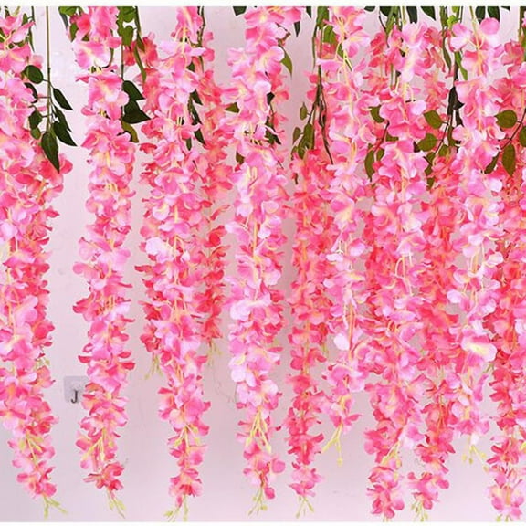 LYCAQL Wisteria Hanging Flowers,Hanging Flowers,Wisteria, Hanging Flowers, Wisteria,Hanging Flowers for Decoration, Wedding, Garden, Wall Decoration,6.56 feet Long(10,Pink)