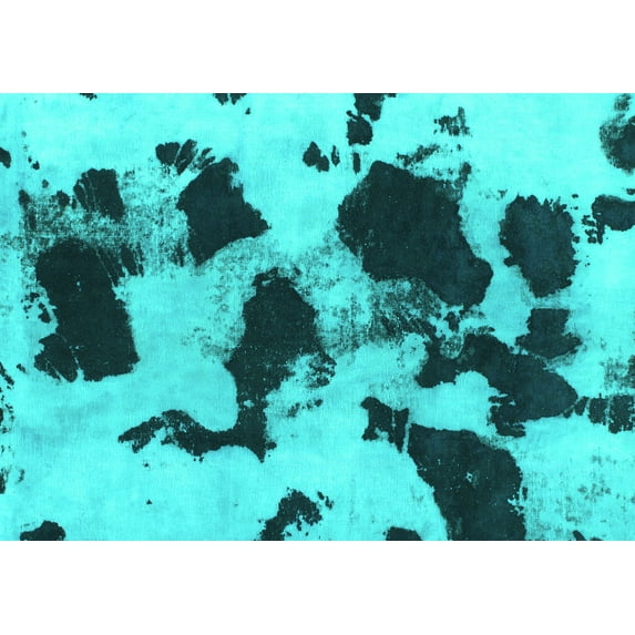 Ahgly Company Indoor Rectangle Abstract Turquoise Blue Modern Area Rugs, 8' x 12'