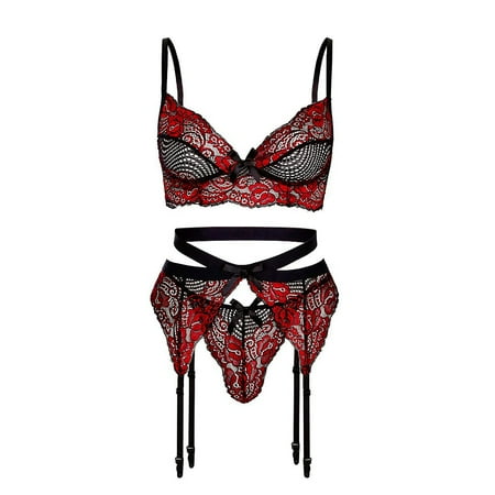 

Plus Size Lingerie for Women Naughty Bodysuit Chemise Nightwear Lace Red Xl