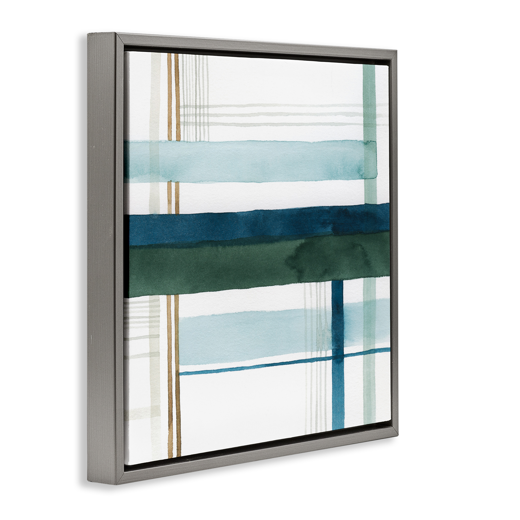 Stupell Industries Woven Green Hue Pattern Abstract Painting Gray Floater Framed Canvas Art Print Wall Art, 25 x 25