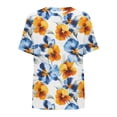 thumbnail image 3 of Blouse à Manches Courtes pour Femmes, Grande Taille, Col Rond Décontracté avec Poches Doubles, Tissu Polyester, Tenue Printemps Été, 3 of 5