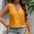 thumbnail image 6 of YVNAURA Plus Size Tops for Women 2026 Summer V Neck Button Down Sleeveless Blouse Loose Fit Casual Tank Top Lightweight Breathable Business Casual Work Shirts Beach Vacation Daily Wear, Orange,XXXXXL, 6 of 8