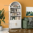 thumbnail image 4 of Gaeanet 73" H Metal Arched Bookcase with 2 Doors, 5-Tier Arched Cabinet , Modern Farmhouse Bookshelf with 2 Adjustable Shelves, Kitchen Pantry Cabinet for Living Room,White,Assembly Required, 4 of 6