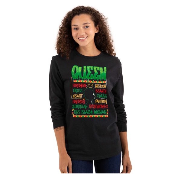 Motivational The Black Woman Queen Women Plus Size Long Sleeve Graphic Tee Brisco Brands 3X