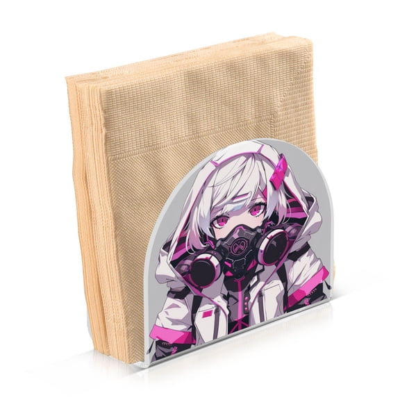 Haosy Napkin Holder for Table Acrylic Kitchen Paper Tissue Dispenser, Beautiful Girl with Mask